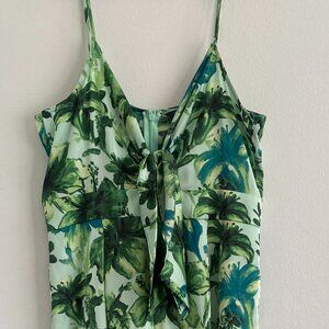Green tropical long jumpsuit ZARA